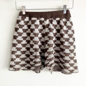 Lisa Says Gah M/L Knit Shorts Vintage Rug Mocha High Rise Waisted Medium Large